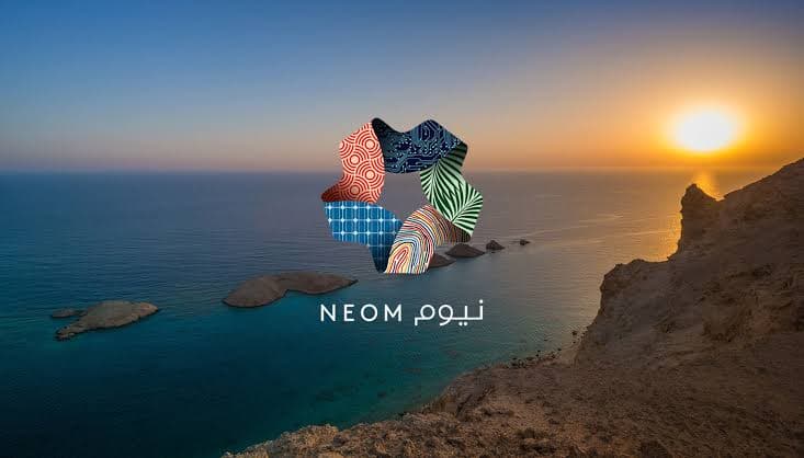 NEOM coastal landscape at sunset